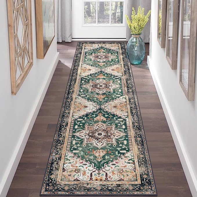 Yamaziot Washable Runner Rug, 2x8 Non-Slip Boho Vintage Hallway Kitchen Rug | by Yamaziot