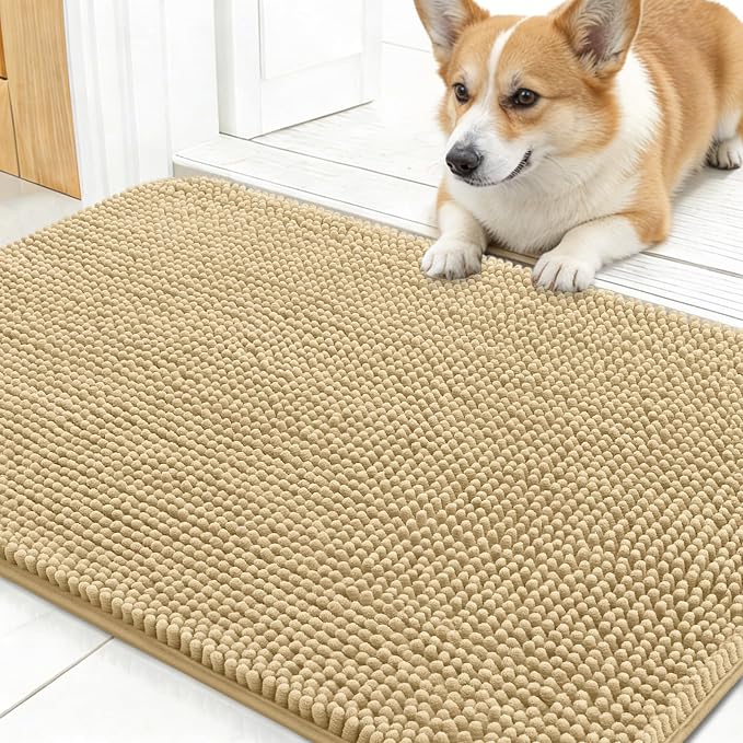 OLANLY Dog Door Mat for Muddy Paws 24x16, Super Absorbent Chenille Mud Mat | by OLANLY