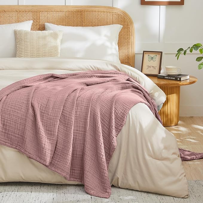 EMME Muslin Blankets for Adults Throw Blanket for Couch Breathable Gauze Soft - Image 6