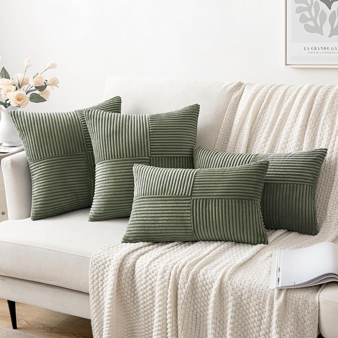 MIULEE Light Olive Green Decorative Throw Pillow Covers - Image 4