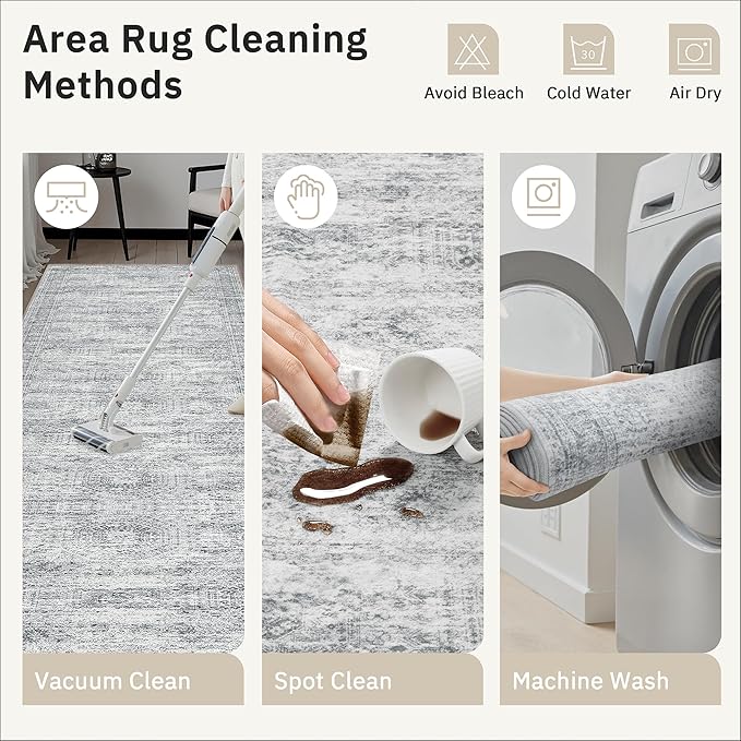 Soalmost Hallway Runner Rug 2'6" x 16' Washable Long Kitchen Rugs Grey | - Image 9