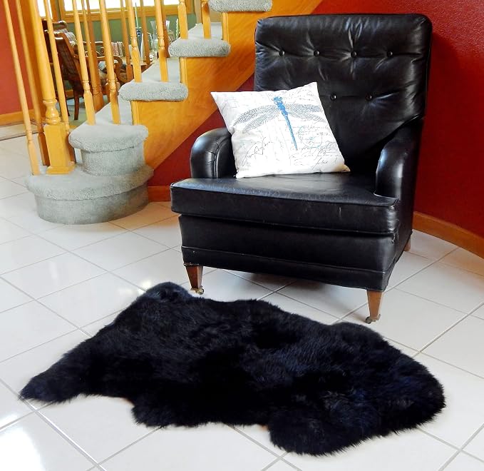 HUAHOO Premium Genuine Sheepskin Rug Black Real Australia Sheepskin Natural - Image 7