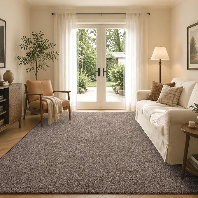 5x7 Coffee/White Area Rug Washable Non-Slip Soft - Image 4