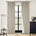 Burlywood Birch 100% Blackout Pinch Pleated Linen Curtains 84 Inches Long | by Twodrapes