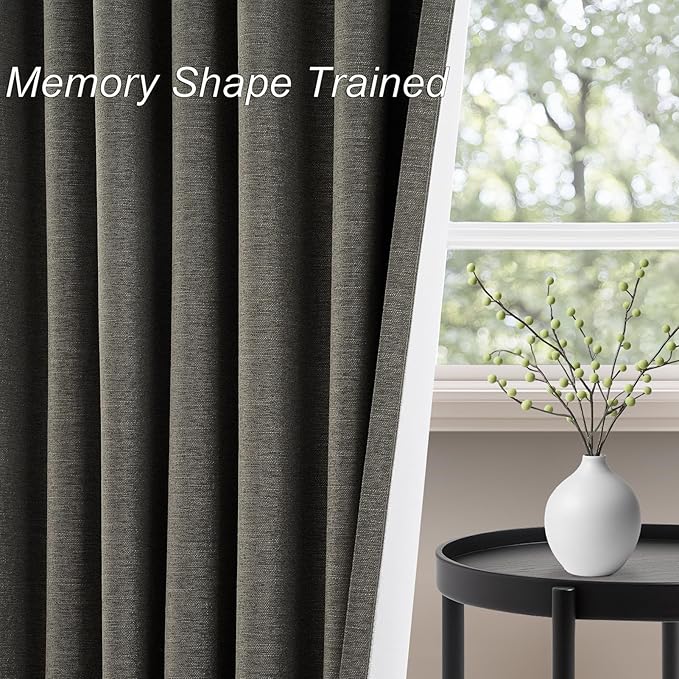 Dark Grey 100% Blackout 132 Inch Long Curtains - Image 5