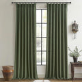 PleatedDrapes Olive Green Sheer Curtains 90 Inches Long 2 Panels Set by PleatedDrapes