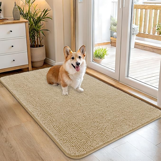 OLANLY Dog Door Mat for Muddy Paws 45x27, Super Absorbent Chenille Mud Mat | by OLANLY