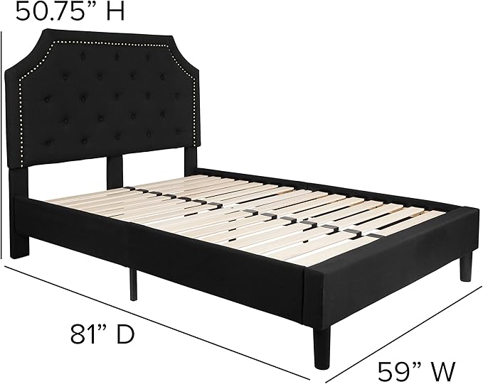 Flash Furniture Brighton Full Size Tufted Upholstered Platform Bed in Black Fabric