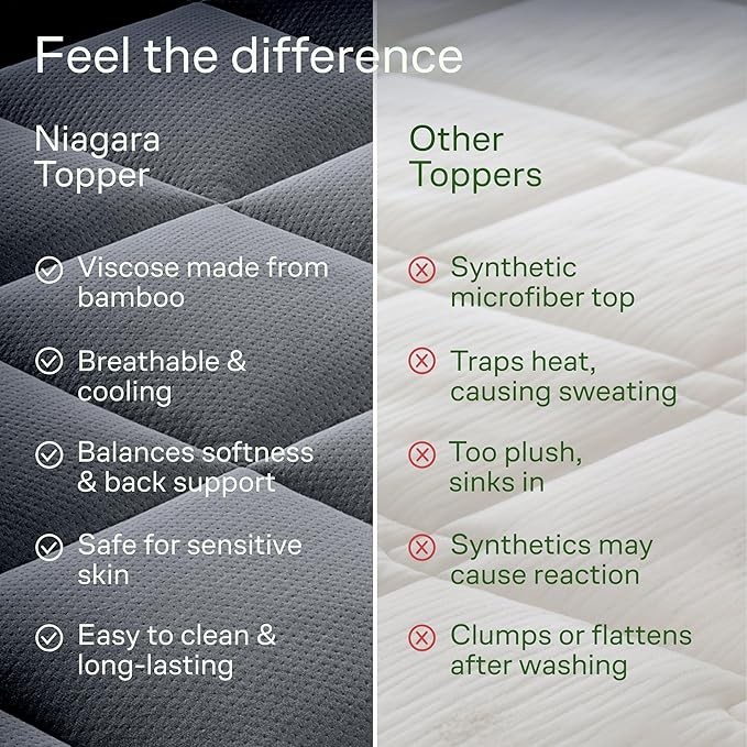 Ultra Soft Queen RV Size Mattress Topper - Viscose Made from Bamboo Pillow Top Mattress Pad for Back Pain Relief - Naturally Cooling for Hot Sleepers, Gray
