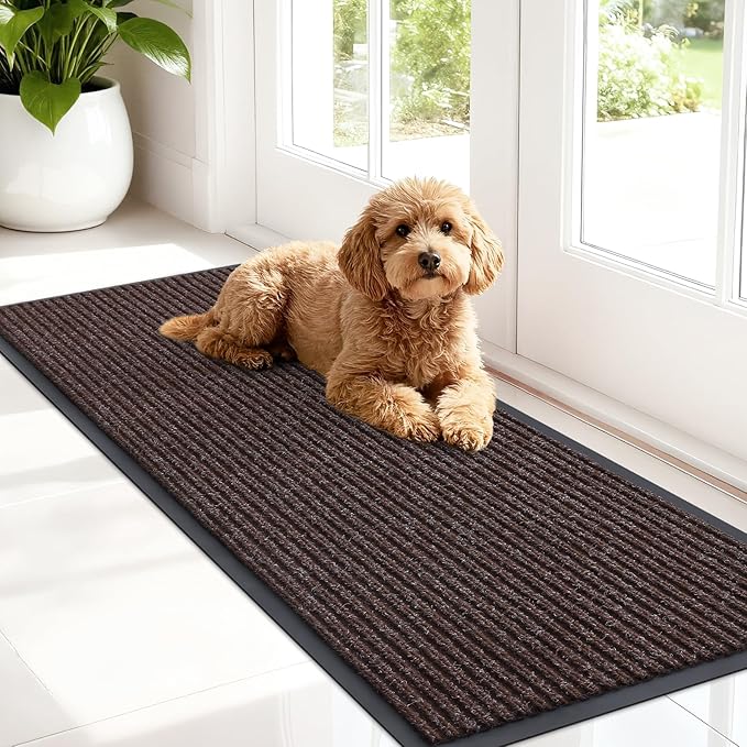 OLANLY Front Door Mat 47x17, Waterproof Heavy-Duty Indoor Outdoor Doormat | Tan by OLANLY