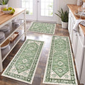 HEBE Boho Kitchen Rugs Set of 3, Non Slip Washable Kitchen Mats by HEBE