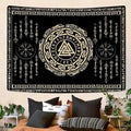 OSUNBD Nordic Viking Tapestry Wall Hanging - Small 40x30inches Soft Flannel with Valknut, Celtic Runes & Norse Mythology Scandinavian for Bedroom, Living Room Decor