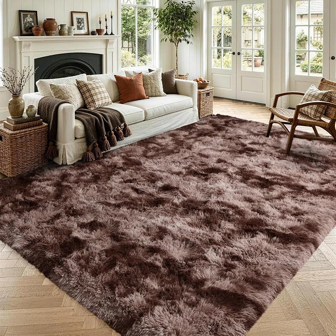 4x6 Tie-Dyed Brown Fluffy Soft Area Rug Non-Slip by ModernHomeDecor