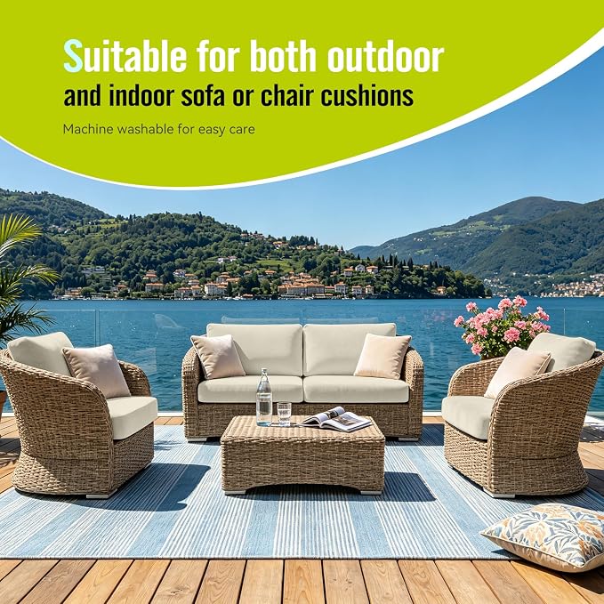 8Pcs Outdoor Cushion Covers, Stretch Patio Furniture Couch Chair Slipcovers | - Image 6