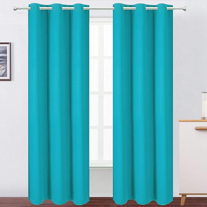 Teal Thermal Blackout Curtains/42 x 95 Inch/Set of 2 Panels Room Darkening by Lemomo