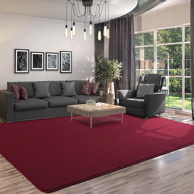 4x6 Area Rugs for Living Room Non Slip Dorm Bedroom Rug, Wine Red | Modern Area - Image 8
