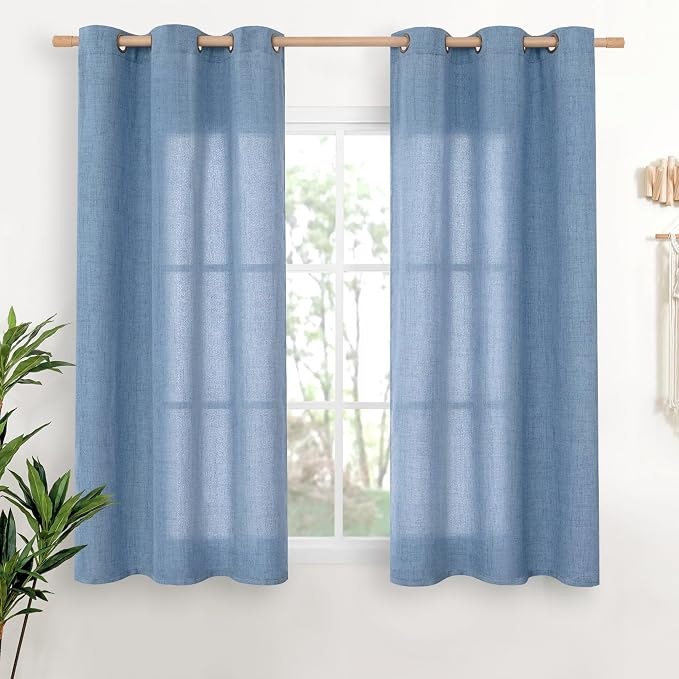 YoungsTex Denim Blue Linen Curtains 48 Inches Long by YoungsTex