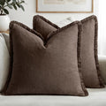 MIULEE Boho Linen Fringe Decorative Fall Pillow Covers Reddish Brown 26x26 | by MIULEE