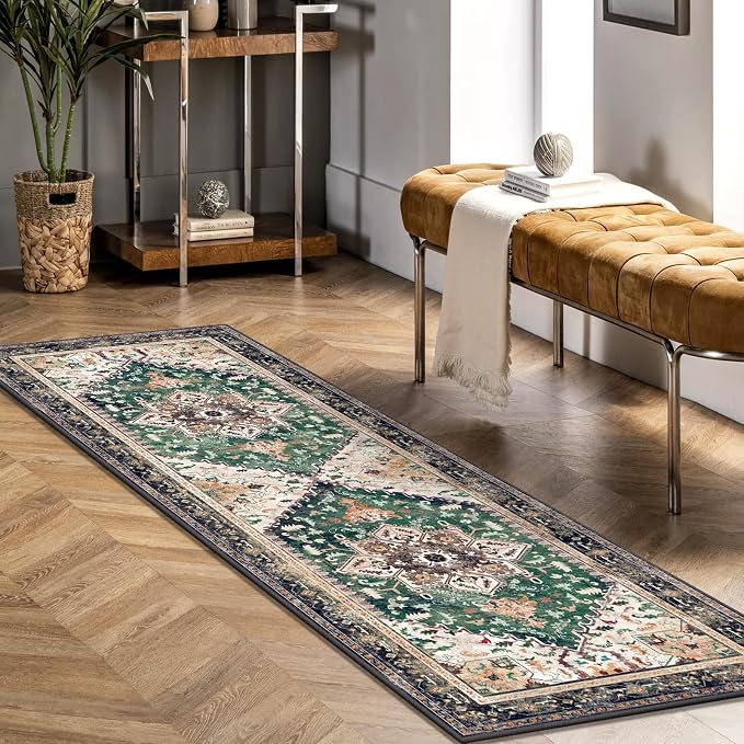 Yamaziot Washable Runner Rug, 2x6 Non-Slip Boho Vintage Hallway Kitchen Rug | - Image 7