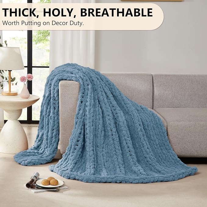 L'AGRATY Chunky Knit Throw Blanket - Image 6