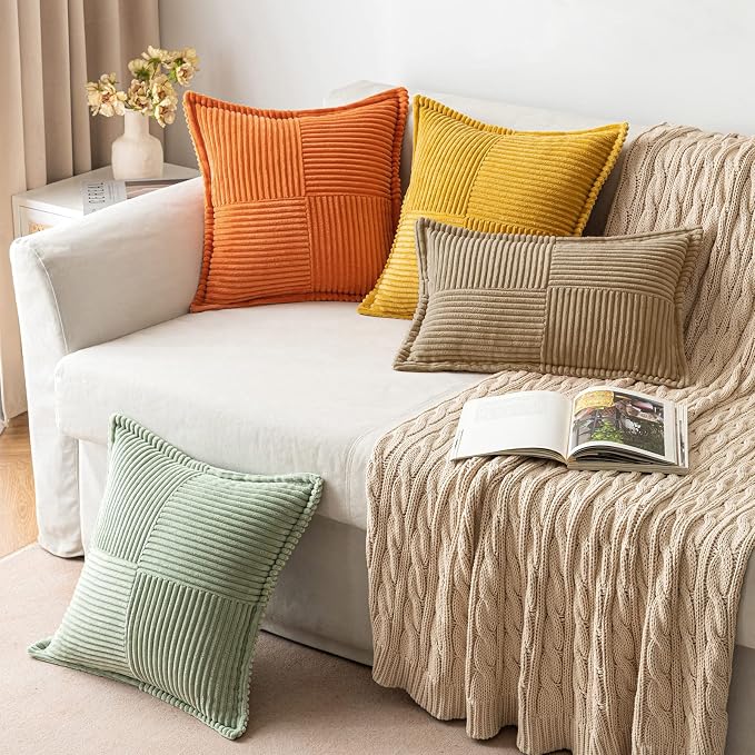MIULEE Decorative Lumbar Throw Pillow Covers 12x20 Inch Khaki 2 Pack | Boho - Image 5