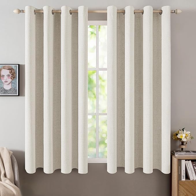 MIULEE 100% Blackout Linen Curtains by MIULEE