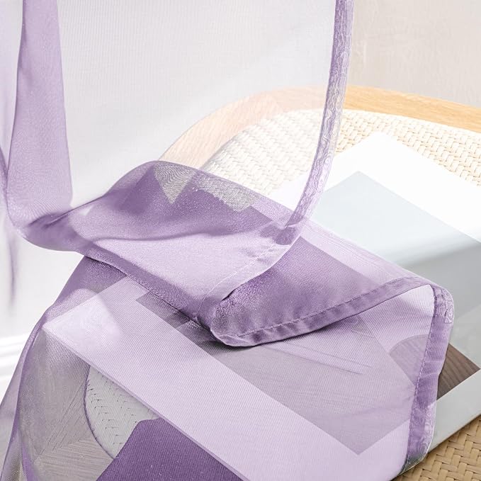 MIULEE Light Purple Sheer Curtains 108 Inches Long 4 Panels 42 x 108 Inches | - Image 7