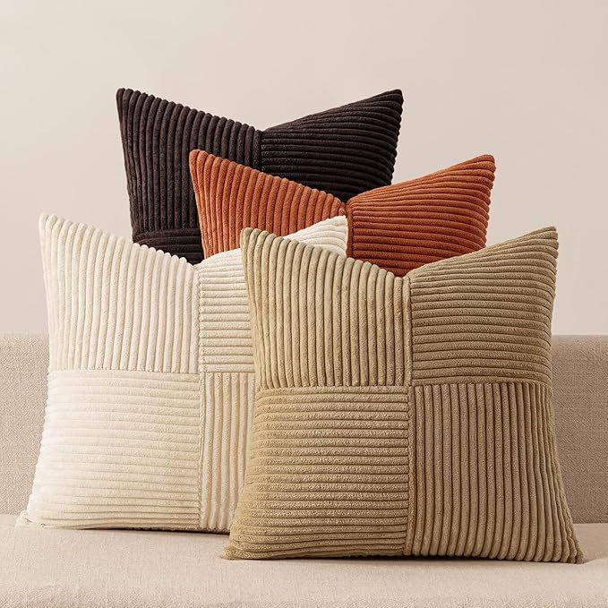 MIULEE Brown Beige Throw Pillow Covers 20x20 Inch Set of 4 Boho Farmhouse by MIULEE