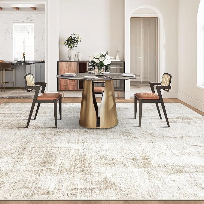 8x10 Area Rugs Washable Rug: Abstract Neutral Rugs Modern Non Slip Area Rug - Image 6