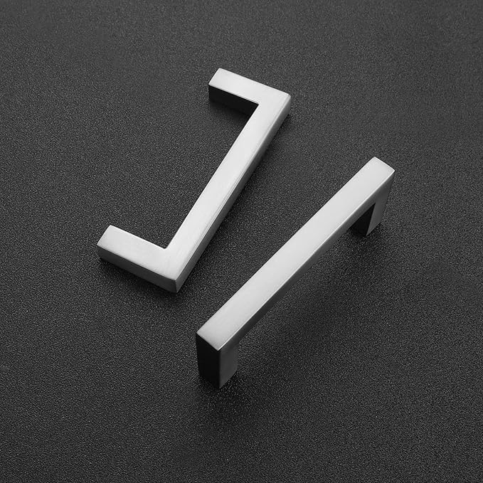 Ravinte 15 Pack Solid 3 Inch Center to Center Slim Square Bar Drawer Handles Cabinet Hardware - Brushed Nickel Kitchen Pulls