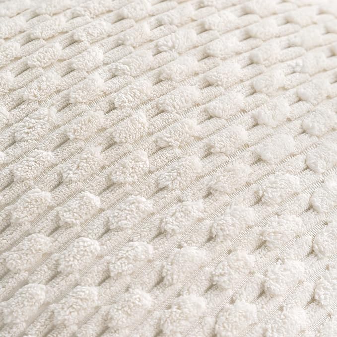 Set of 4 Cream White Decorative Throw Pillow Covers 16x16 Inch Corduroy Pillow - Image 5