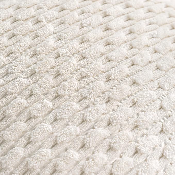 Set of 4 Cream White Decorative Throw Pillow Covers 26x26 Inch Corduroy Pillow - Image 5