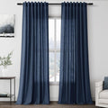 Denim Blue Linen Curtains 96 Inches Long 2 Panels Set by Nanspring