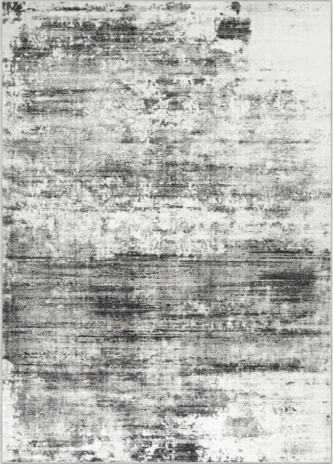 10x14 Area Rugs for Living Room: Washable Abstract Black Grey Carpet | Non-slip - Image 10