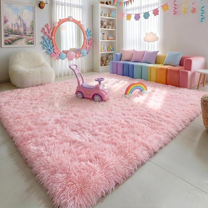 Amdrebio Pink Large Kids Area Rug 8x10 - Image 4