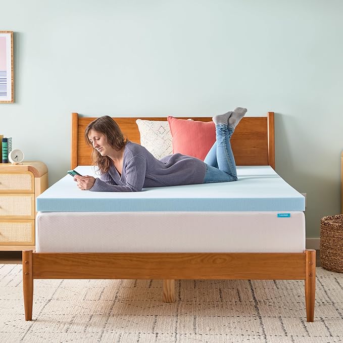 LINENSPA Memory Foam Mattress Topper - 3 Inch Gel Infused Memory Foam - Plush Feel - Cooling and Pressure Relieving - CertiPUR Certified - Dorm Room Essentials - California King Size
