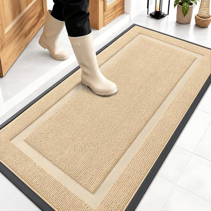 OLANLY Front Door Mat Outside 47x23, All-Season Heavy-Duty Rubber Doormat | by OLANLY