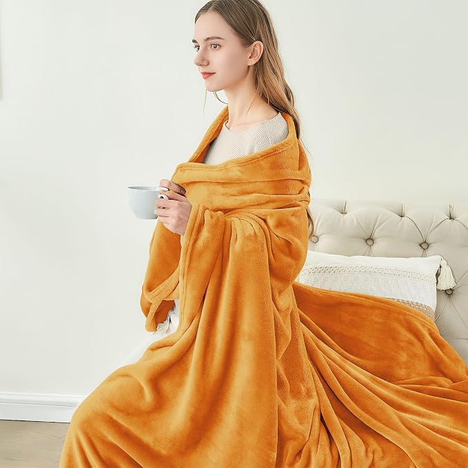 BEDELITE Fleece Blanket Soft Fall King Bed Blanket Burnt Orange 108"x90" | - Image 8