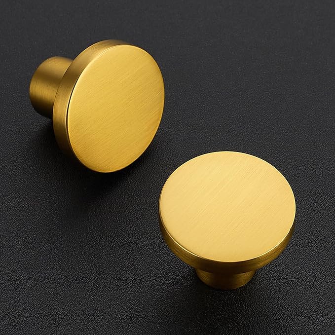 Ravinte 5 Pack Cabinet Knobs Gold Kitchen Cabinet Knobs Round Dresser Drawer Pulls Closet Door Pulls 1-1/5 Inch