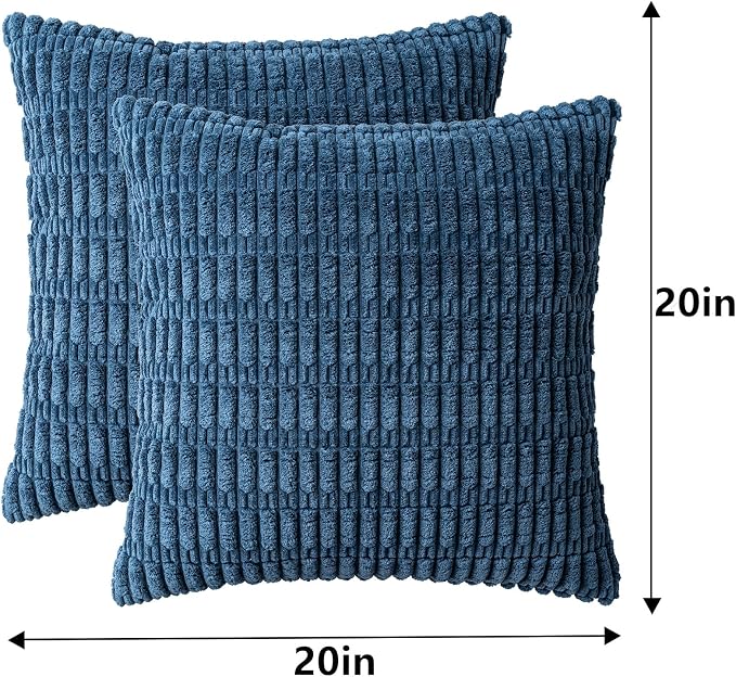Aegero Pack of 2 Corduroy Decorative Throw Pillow Covers 20x20 Inch, Teal | - Image 7