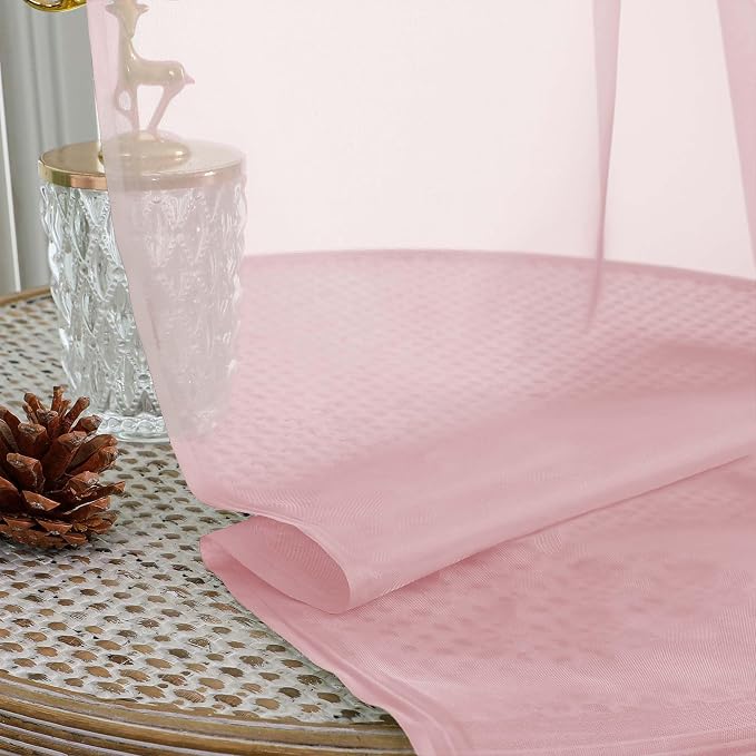 Sheer Curtains 84 Inches Long 2 Panels Set, Sheer Blush Curtains - Image 7
