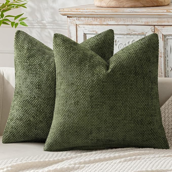 MIULEE Decorative Couch Throw Pillow Covers 18x18 Inch Olive 2 Pack | Modern by MIULEE