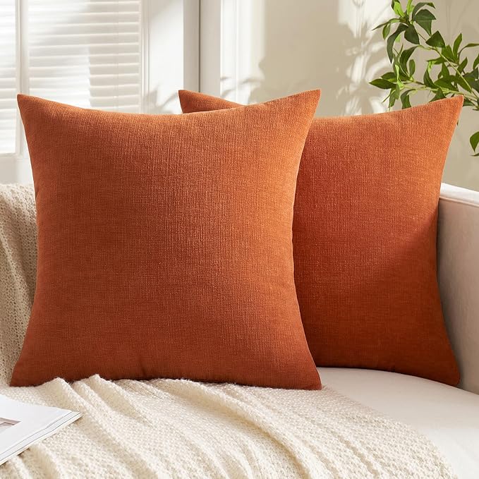 MIULEE Halloween Fall Burnt Orange Chenille Couch Pillow Covers, 20x20 | Set of - Image 7