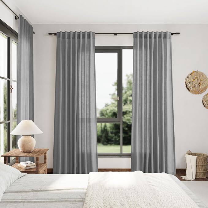 Extra Long Dark Grey Linen Curtains 120 Inches - Image 7