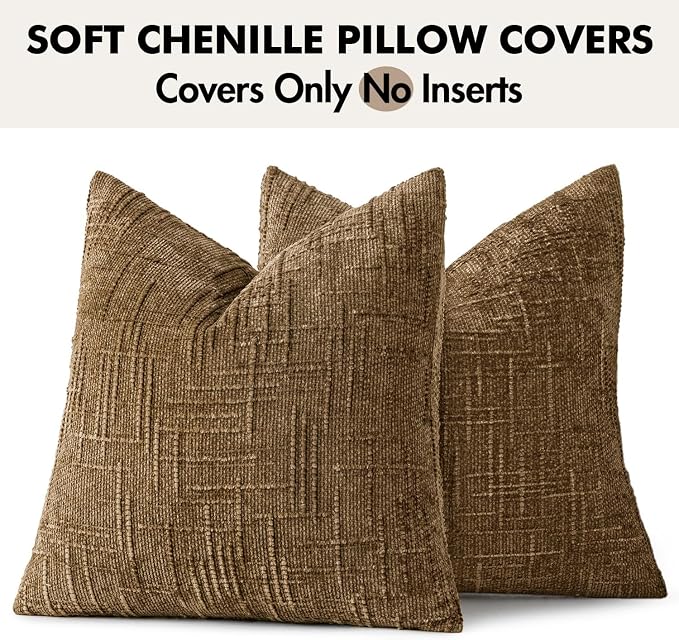 MIULEE Chenille Textured Fall Throw Pillow Covers Bronze 18x18 Set of 2 | - Image 7