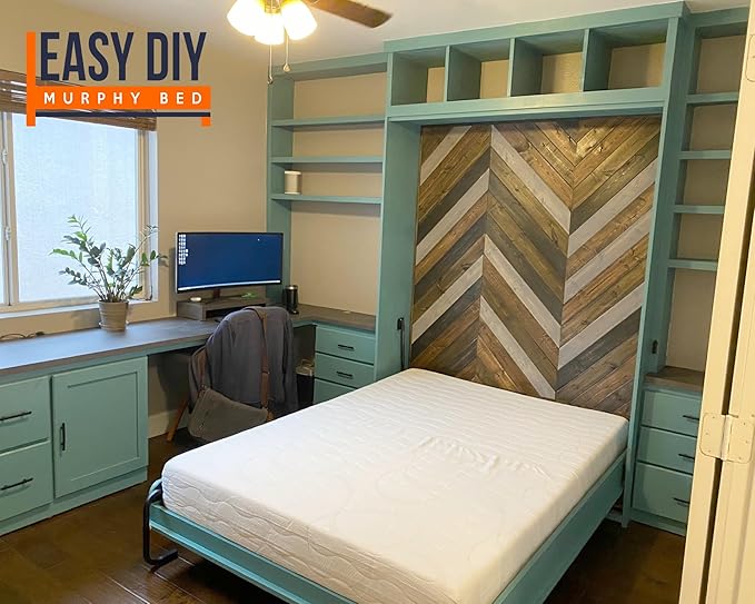 Full Size DIY Murphy Bed Hardware Kit – Vertical Wall Bed for Space-Saving - Budget-Friendly DIY Setup - Made in USA - Hide Away Design with Full Murphy Bed Hardware - Bed Lift Mechanism - Pull Down