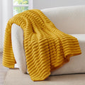 BEDELITE Ribbed Twin Blanket for Couch & Bed, Mustard Yellow, Warm Yet by BEDELITE