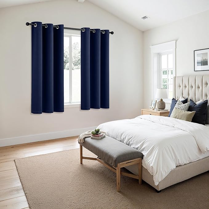 MIULEE Blackout Curtains for Bedroom 2 Panels 29 x 40 Inch Long Navy Blue | - Image 6