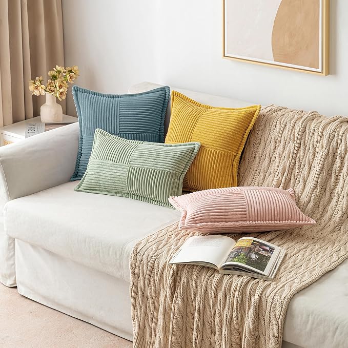 MIULEE Decorative Lumbar Throw Pillow Covers 12x20 Inch Gold 2 Pack | Boho - Image 4