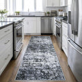 2.6x8 Washable Runner Rug：Modern Abstract Kitchen Carpet Black | by FXRHLP